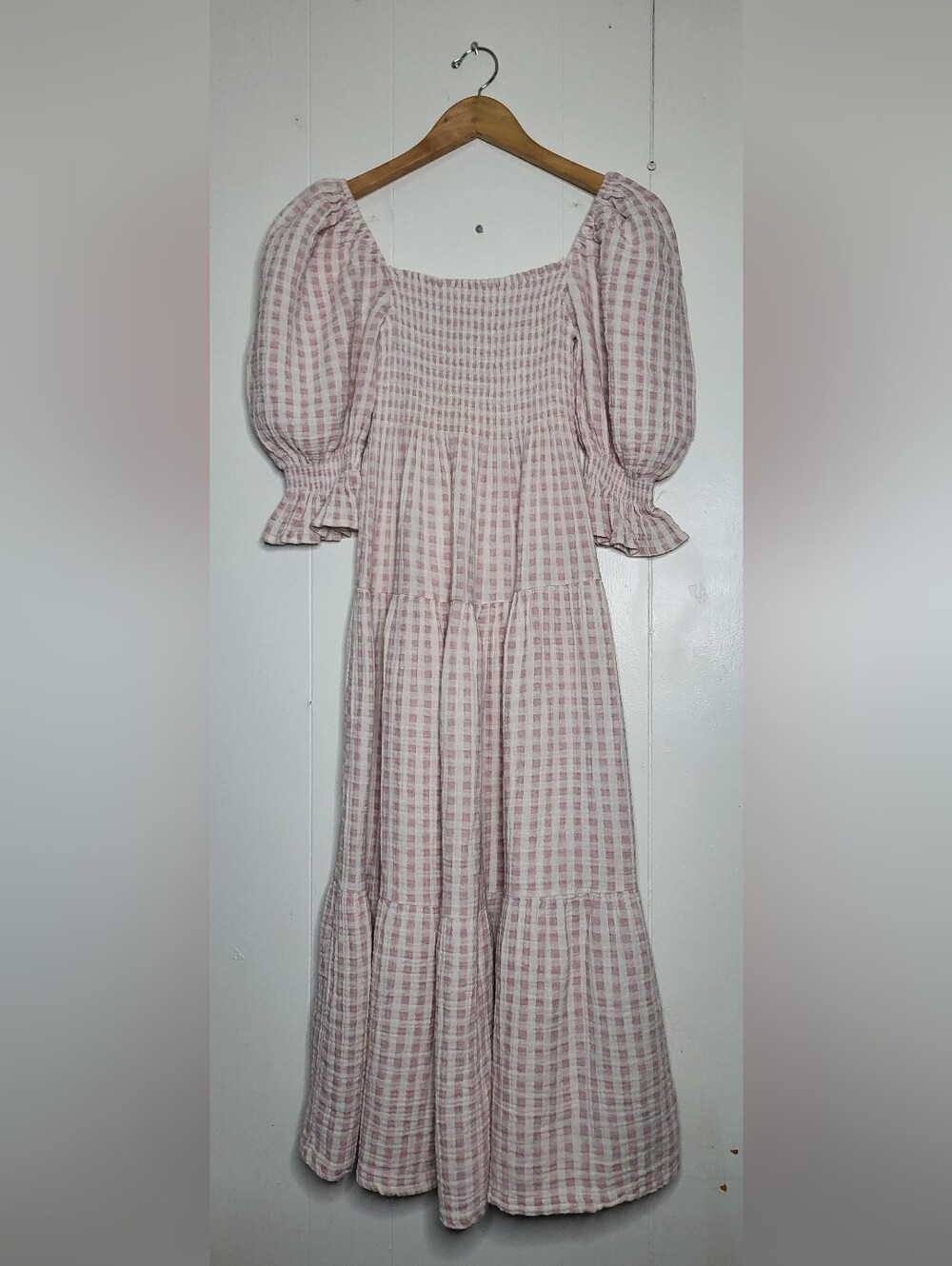 Pink Gingham Puff-Sleeve Maxi Dress - Picture 2 of 5